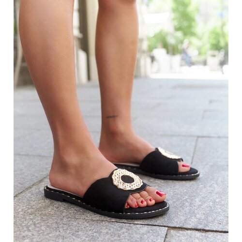 Gemre Black flip-flops with leather insole Buenas Cene