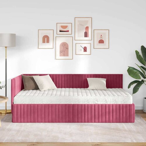 Kutni krevetni okvir s madracem 2 kom. Vinska crvena 90 x 200 cm Slike