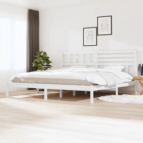 vidaXL Okvir za krevet od borovine bijeli 180 x 200 cm 6FT Super King