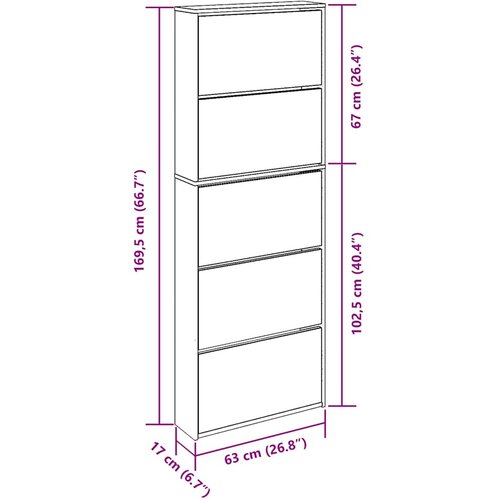  za cipele s ogledalom i 5 razina bijeli 63x17x169,5 cm Slike