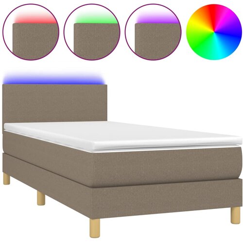 Maison Chic Box spring postelja - Vzmetna postelja z vzmetnico LED taupe 90x200 cm blago SL21475, (21892623) Cene