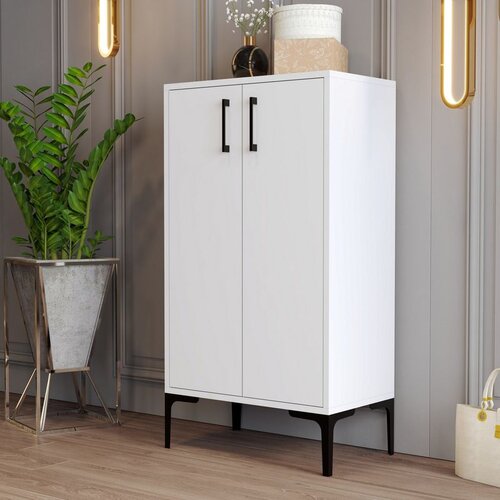 Hanah home Prag - White White Shoe Cabinet Slike