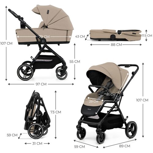 Kinderkraft dječja kolica Yoxi MINK PRO 3u1, Sand Beige Slike