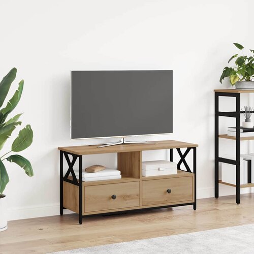 vidaXL TV omarica Umetni hrast 90 x 33 x 45 cm Inženirski les in jeklo Cene