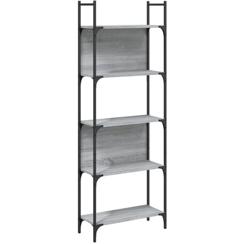 VidaXL Knjižna polica 5-nadstropna siva sonoma 60,5x24x166,5 cm, (20978114) Slike