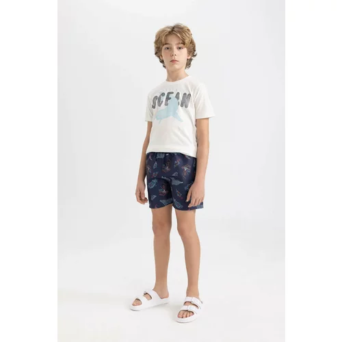 Defacto Boy Printed Short Sleeve T-Shirt Swim Shorts 2 Piece Set