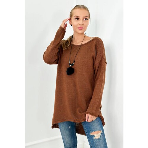 Kesi Sweater with necklace brown Slike