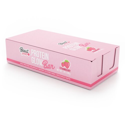 BeastPink Proteinska čokoladica GlowBar 25 x 40 g jagoda Slike