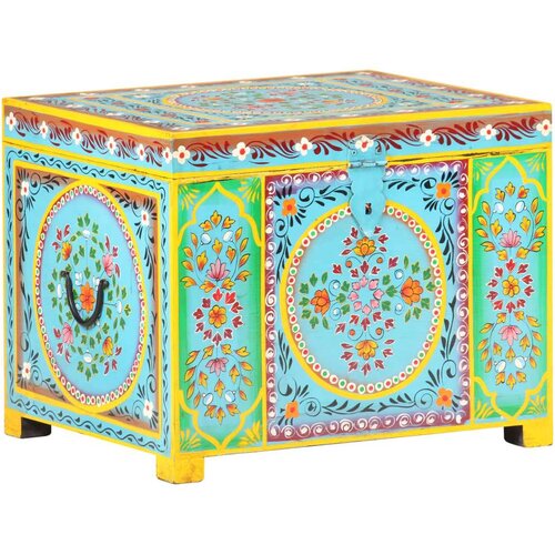 VidaXL Ručno obojena kutija za pohranu 50x40x40 cm masivno drvo manga Slike