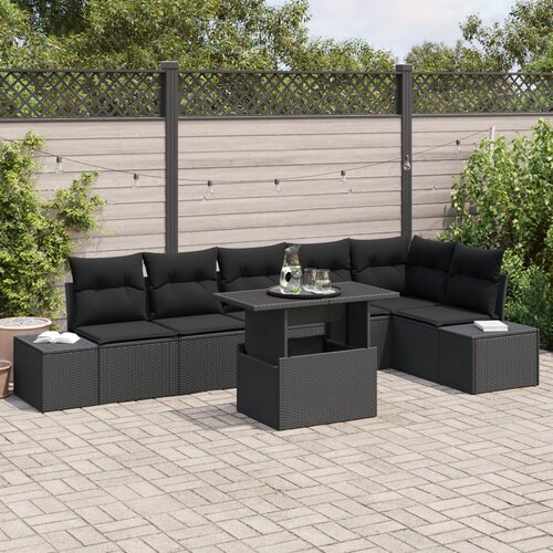 VidaXL Set vrtnih sofa Set od 7 Ugljen Ratan, poliester Slike