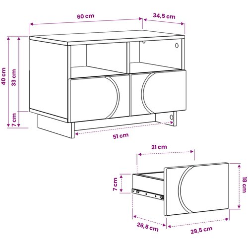  TV stalak 60 x 34.5 x 40 cm Hrast sonoma Konstruirano drvo Slike