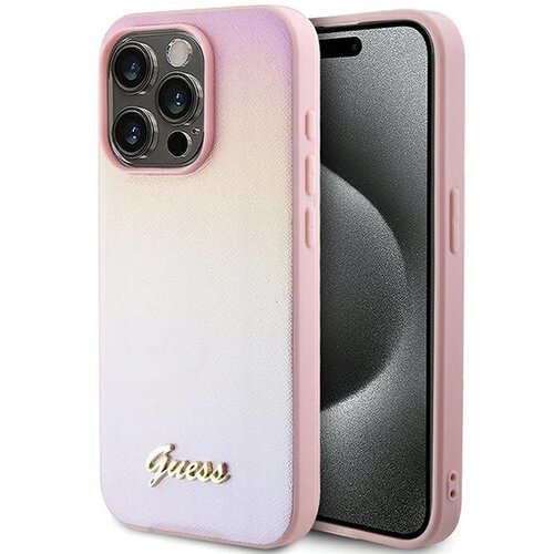 Guess OVITEK SAFFIANO IRIDESCENT SCRIPT ZA IPHONE 15 PRO MAX - ROZA, (21833283) Cene
