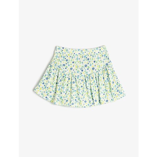 Koton Shorts Skirt Floral Flounce Elastic Waist Ribbed Slike