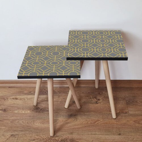 Hanah home 2Shp238 - yellow yellowgrey nesting table (2 pieces) Cene