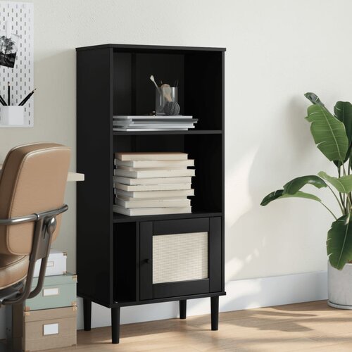  Regal za knjige SENJA izgled ratana crni 60x35x130 cm borovina Cijene