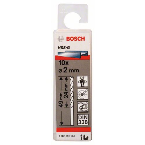 Bosch 2 Metal Drill Bits HSS-G 2,0x24x49mm Slike