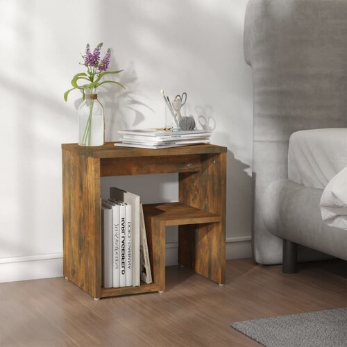 The Living Store Nočna omarica dimljeni hrast 40x30x40 cm konstruiran les - Nočna Omarica, (21421075) Slike