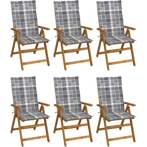  Sklopive stolice 6 kom s jastucima od punog bagremovog drveta Siva 120 x 50 x 3 cm Cijene