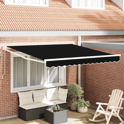 VidaXL Ročna retractabilna tenda Črna 350x250 cm, Tenda za zamenjavo blaga za okvir 3.5x2.5 m Črna Slike