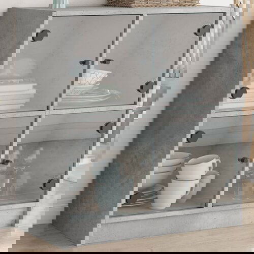 VidaXL Stranska omarica s steklenimi vrati betonsko siva 68x37x75,5 cm Slike