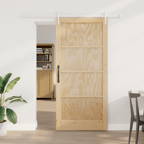 vidaXL drsna vrata s kompletom opreme 93x202 cm trdno borovo Cene