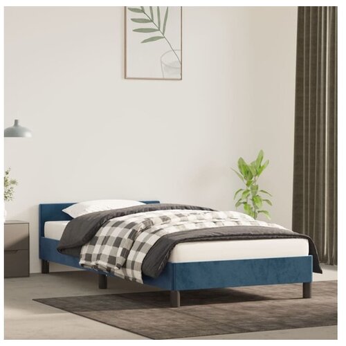  Posteljni okvir z vzglavjem temno moder 90x190 cm žamet Cene