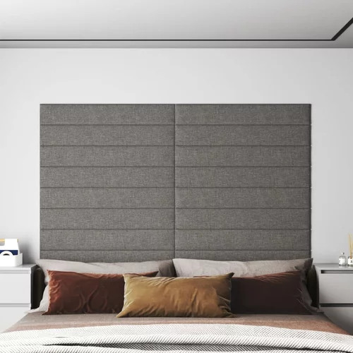 vidaXL Stenski paneli 12 kosov svetlo sivi 90x15 cm blago 1,62 m²