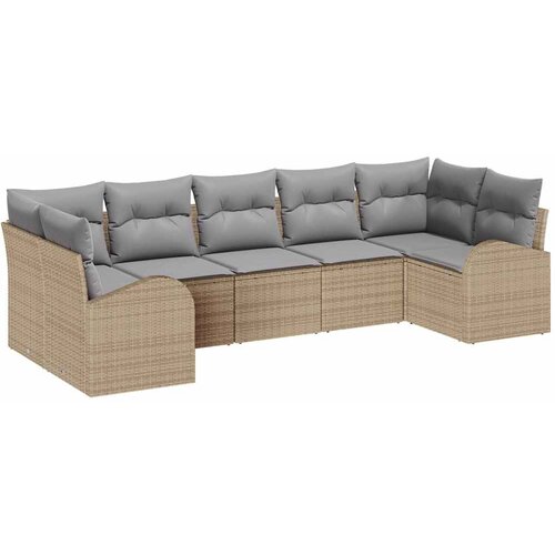  Sjedeća garnitura za vrt 7 kom. Bež i svijetlo siva poliratan 289 x 124 x 85 cm Slike