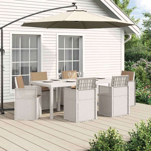  Komplet za jedilnico v vrtu z blazino 7 pcs Bela in taupe PP, (5000301178) Cene
