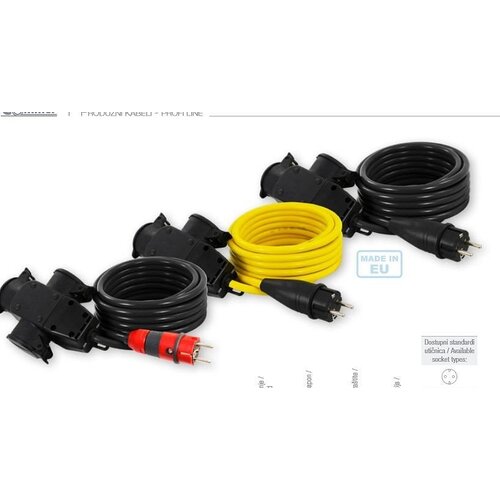 Commel 3X2.5 5m Produzni kabel s trostrukim natikacem H07RN-F crni Cene