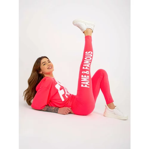 Fashion Hunters Fluo pink women's sports set with leggings