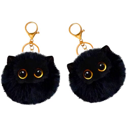  Plush Cat Keychain Ornament Eyes Ears Black Cijene