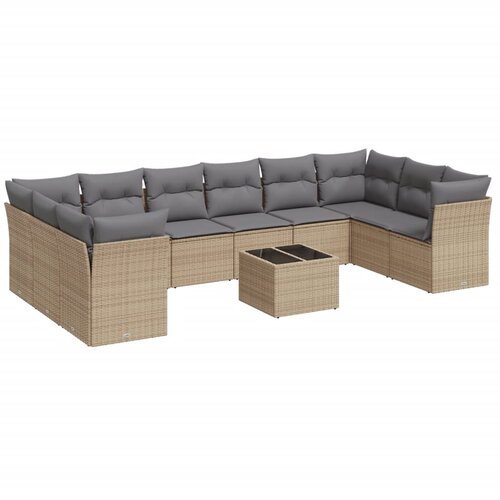  11-dijelni set vrtnih sofa od poliratana s jastucima bež Slike