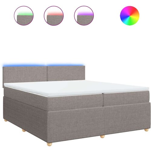 VidaXL Krevet s oprugama i madracem smeđesivi 200x200 cm od tkanine Slike