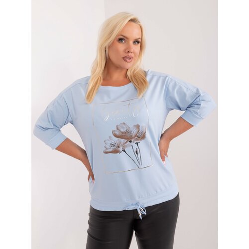 Fashion Hunters Light blue women&amp;#039;s oversized blouse with drawstrings Slike