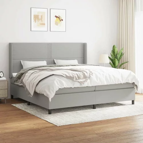  Box spring postelja z vzmetnico svetlo siva 200x200 cm blago, (20725975)