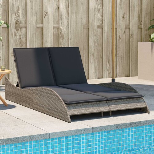 vidaXL Ležalnik z blazino siv 114x205x73 cm poli ratan Cene