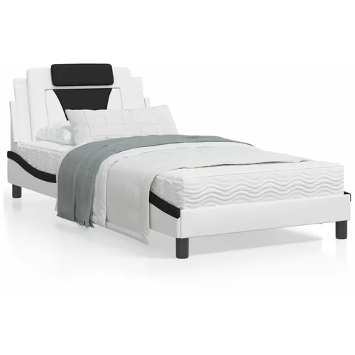  Krevet s madracem bijelo-crni 100 x 200 cm od umjetne kože