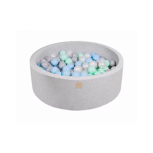 MeowBaby Suhi bazen z žogicami 90 x 30 cm, 200 žogic, svetlo siva: siva, bela, prozorna, metina, modra