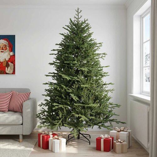  Umjetno božićno drvce s nogom 240 cm PVC i metal Zelena - 240 cm bez LED svjetala Cijene
