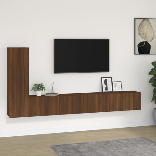  3-dijelni set TV ormarića boja smeđeg hrasta konstruirano drvo Slike