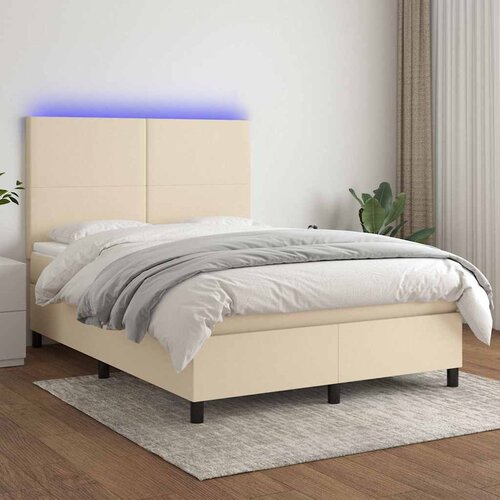  box spring s madracem LED krem 140x200 cm od tkanine Cene