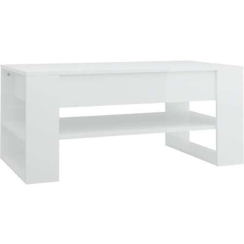 Maison Chic Klubska mizica - kavna mizica - Nizka mizica visok sijaj bela 102x55x45 cm konstruiran les, (21752566) Slike