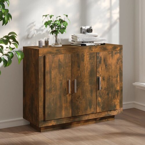 VidaXL komoda boja dimljenog hrasta 92x35x75 cm od konstruiranog drva Slike
