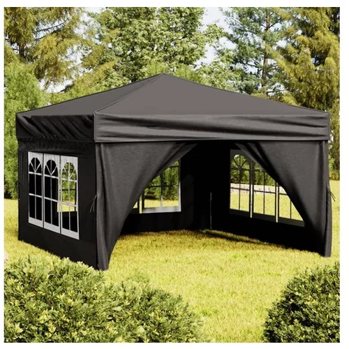  Zložljiv vrtni šotor s stranicami črn 3x3 m