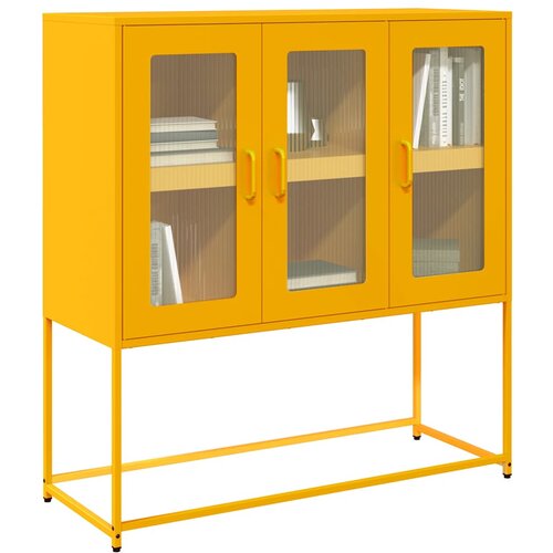 vidaXL Komoda gorčično rumena 100,5x39x107 cm hladno valjano jeklo Cene