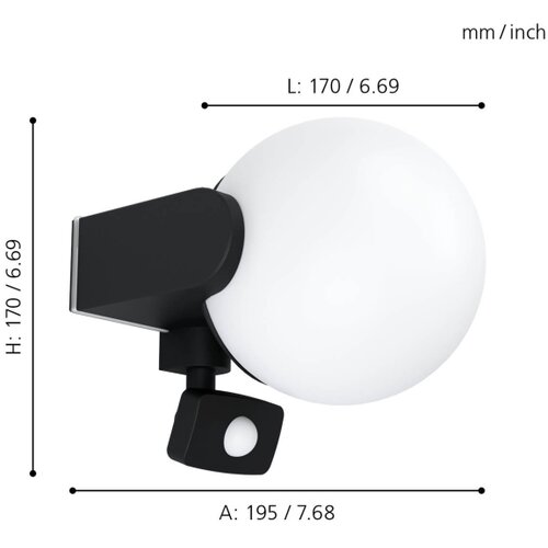 Eglo 99573 - Spoljno zidno svetlo sa senzorom RUBIO 1xE27/15W/230V IP44 Slike
