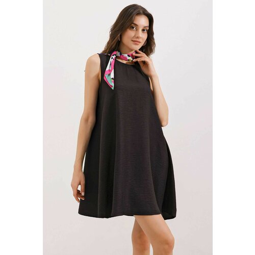 Bigdart 2444 Mini Linen Dress - Black Slike