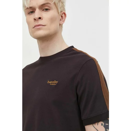 Superdry Pamučna majica za muškarce, boja: smeđa, bez uzorka