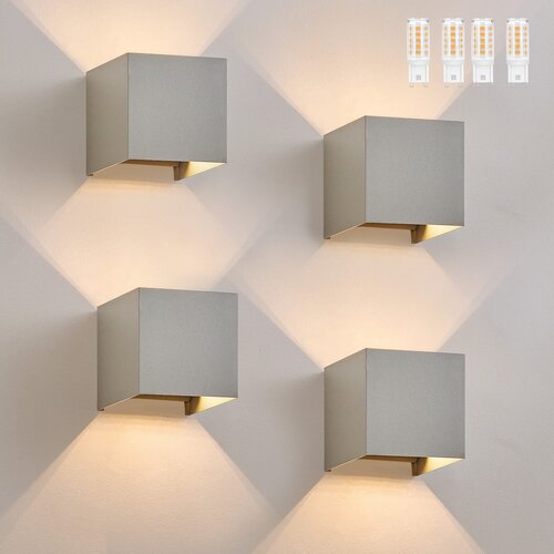 Nettlife Komplet 4 LED stenskih svetilk za zunanjo uporabo, topla bela IP65, antracitna, za hišo, stopnišče, (22136373) Cene